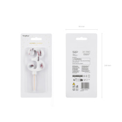 Narozeninová svíčka číslo '3', bílá s okvětními lístky